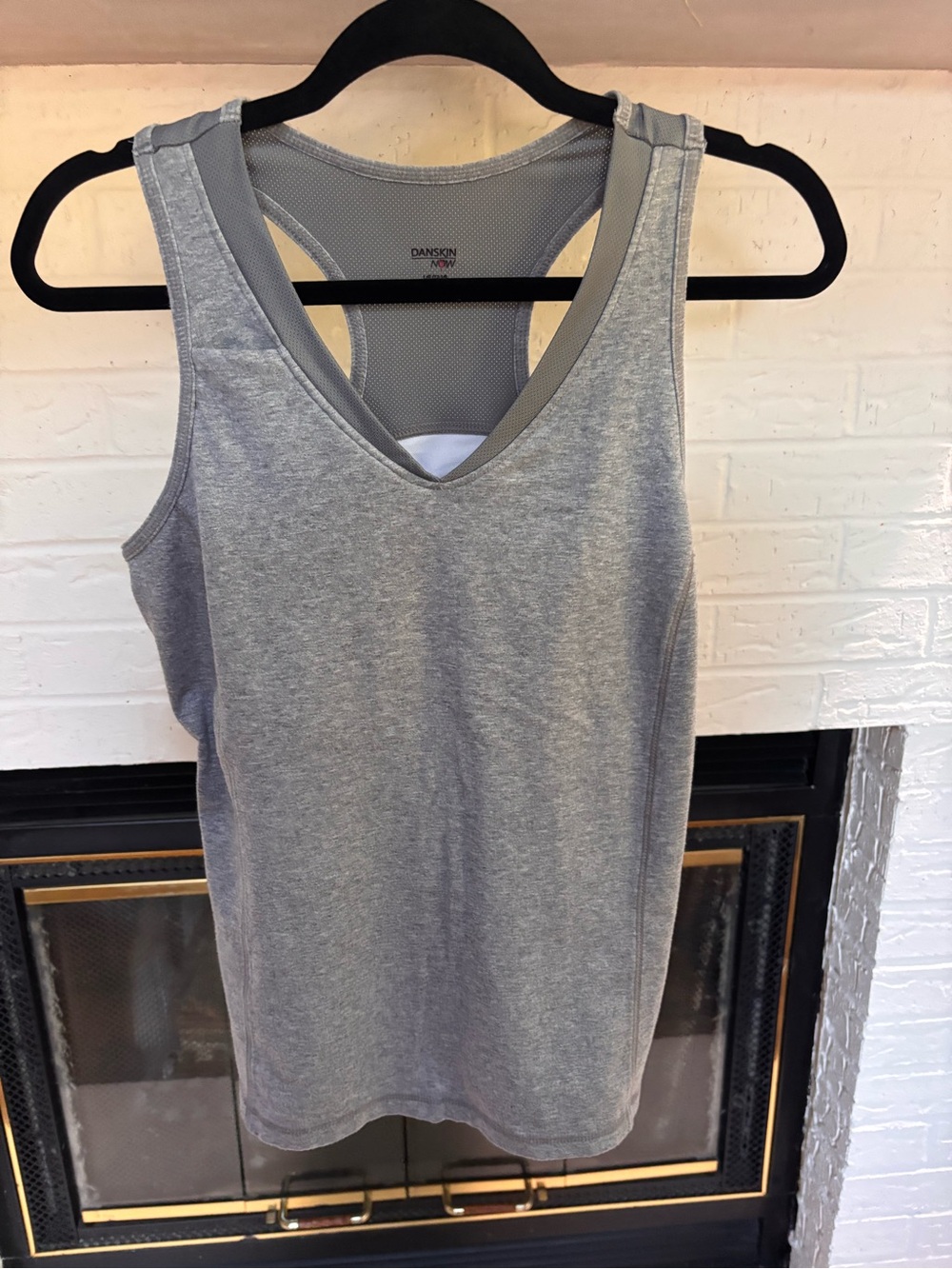Danskin Light Gray V-Neck Racerback Tank